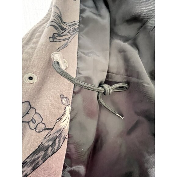 Guess Los Angeles Jacket Sz M Beaded Details Star Feather Print Drawstring Waist - Picture 11 of 16